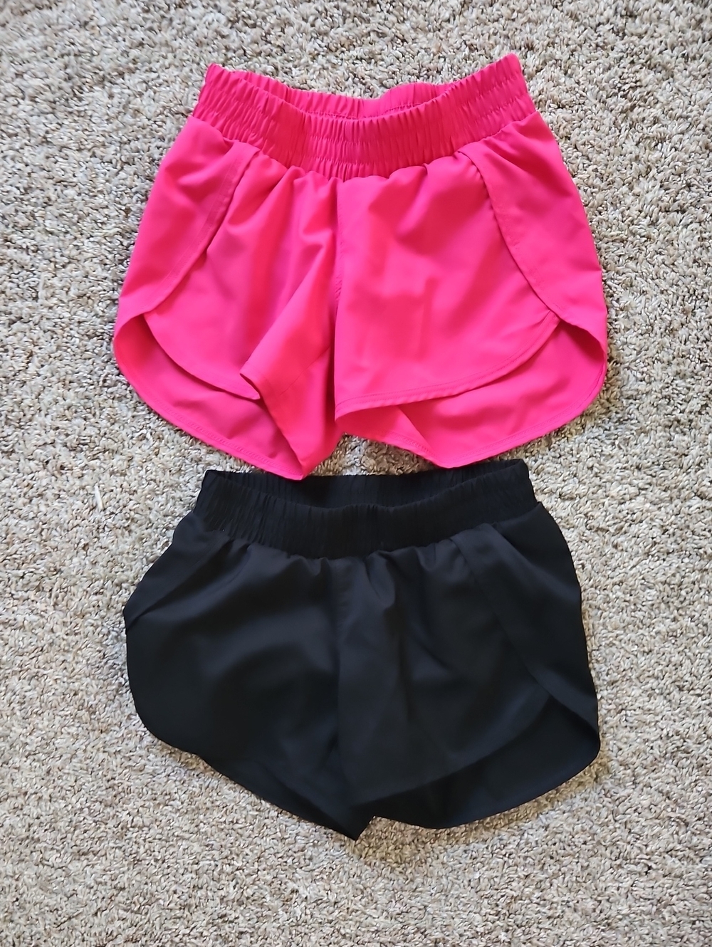 Set Of 2 - Pink and Black Girls Elastic Waist Athletic Shorts